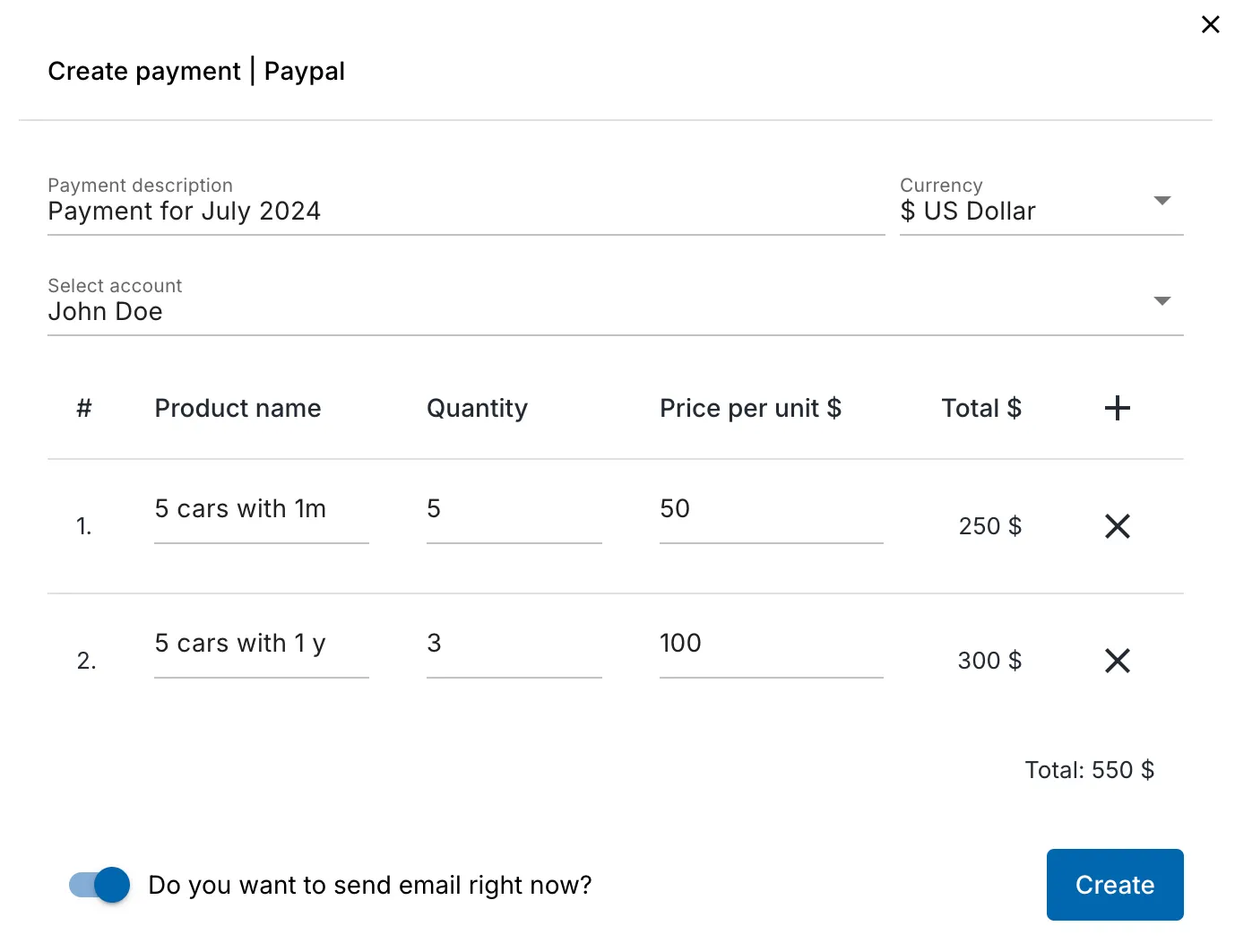 Paypal Payment Link Creation