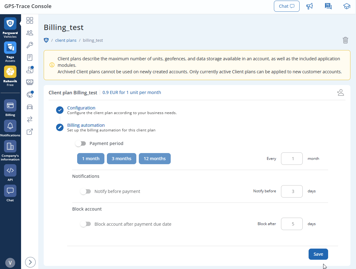 Param&egrave;tres de cr&eacute;ation de tarif FG