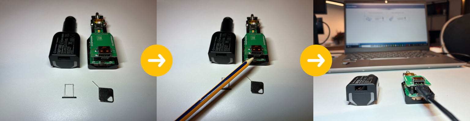 Teltonika FMP100 disassembled for configuration