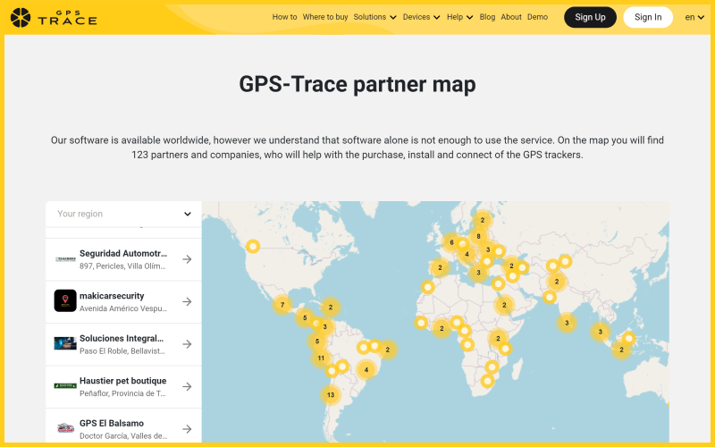 Peta Mitra Pelacakan GPS