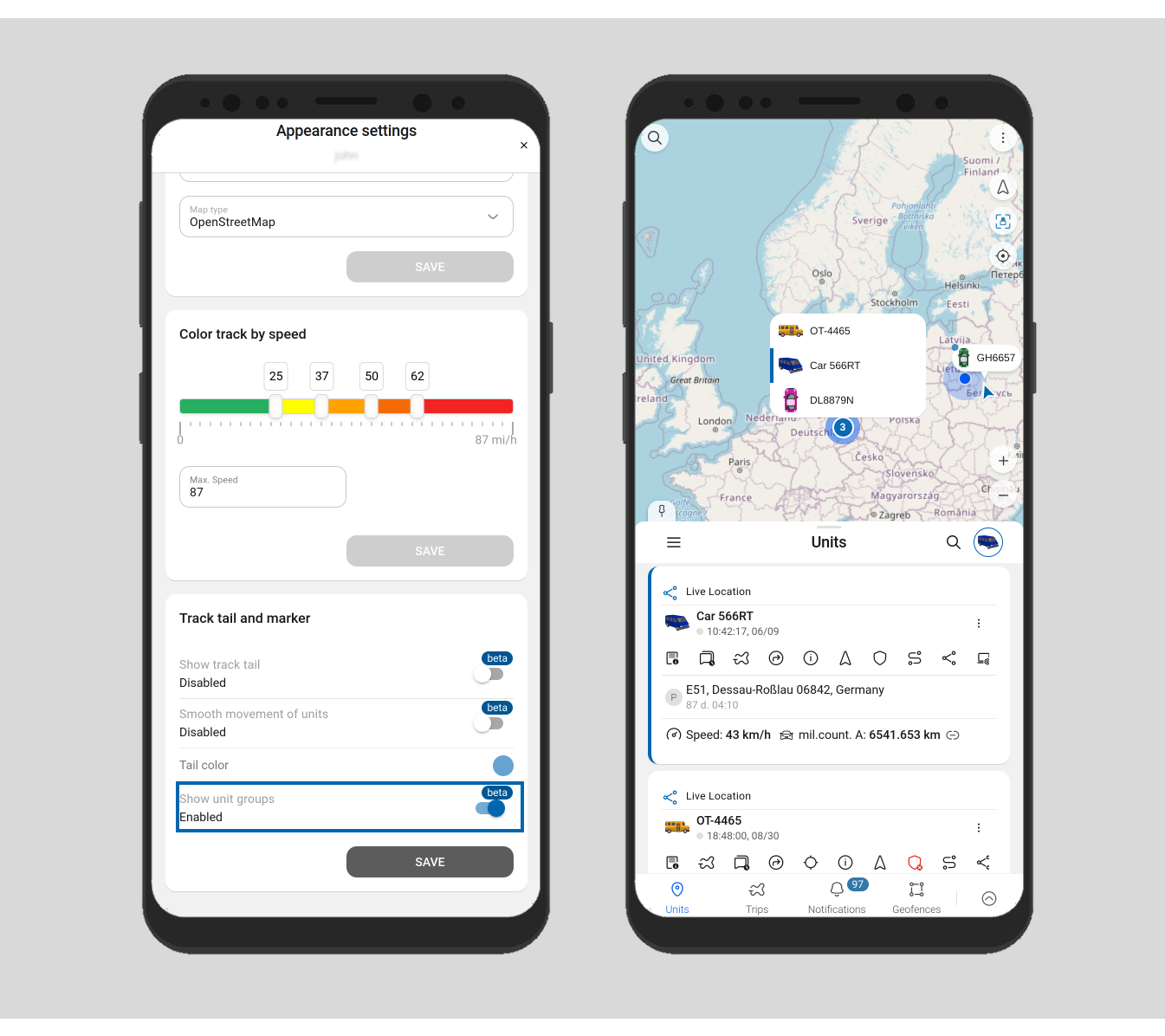 Unit Grouping Real-time Tracking