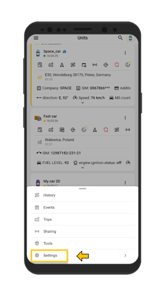 How to access the Unit Settings menu 1