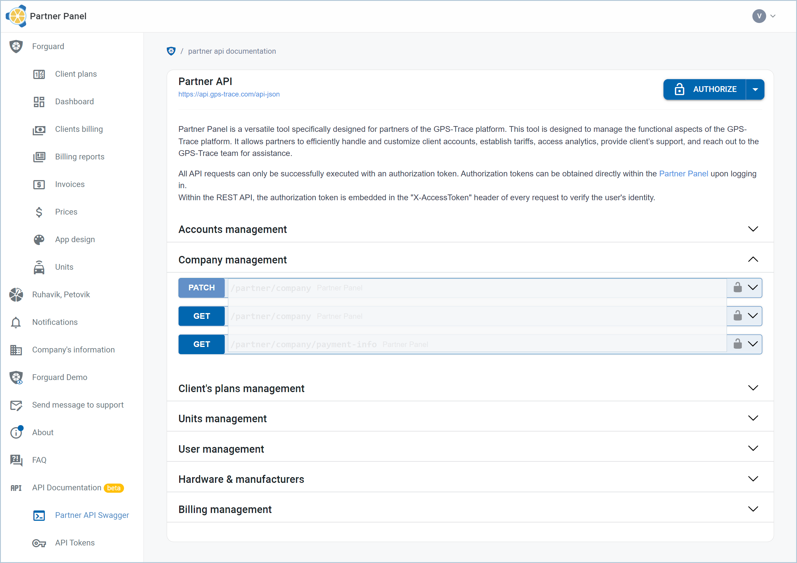 API dla aplikacji do monitoringu GPS