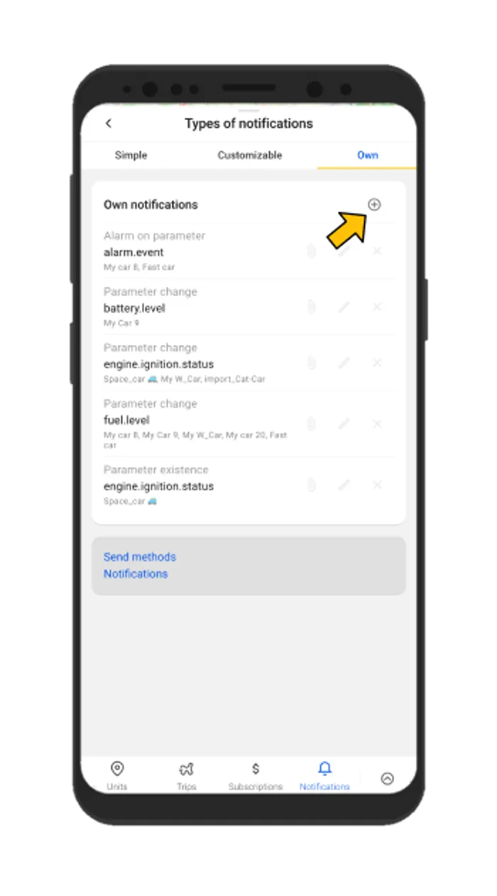 Notify by gps tracker parameter in real-time