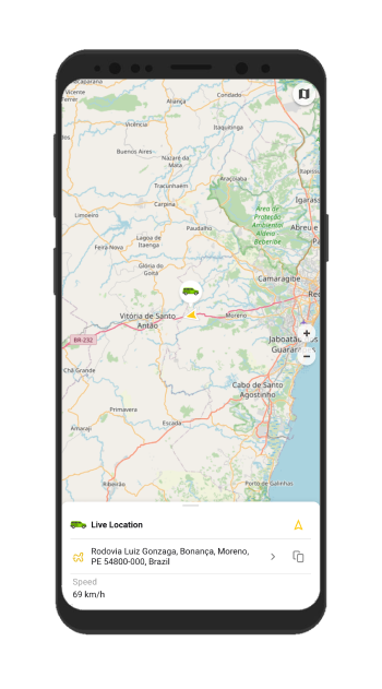Veja a localização real do rastreador gps no mapa