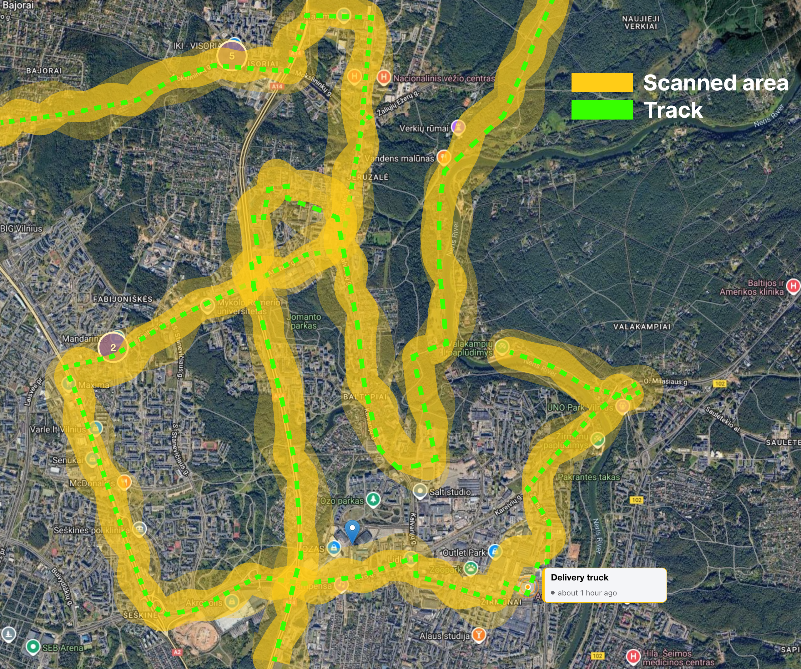 2 trucks scanning for BLE in Vilnius