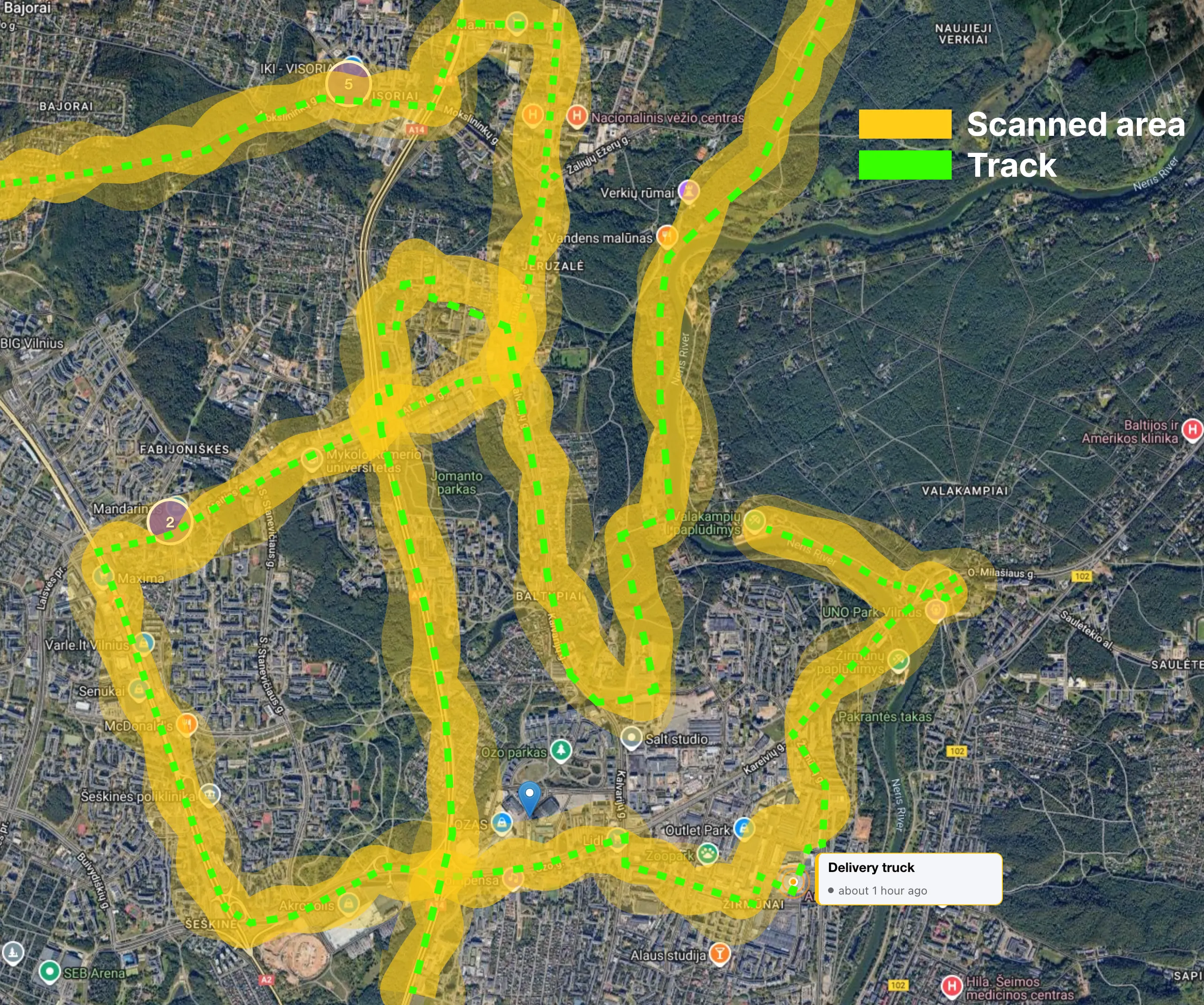 2 trucks scanning for BLE in Vilnius