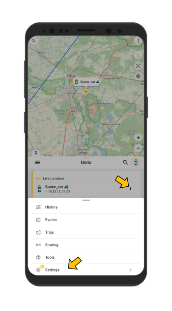 Configuración de notificaciones en app de rastreo gps