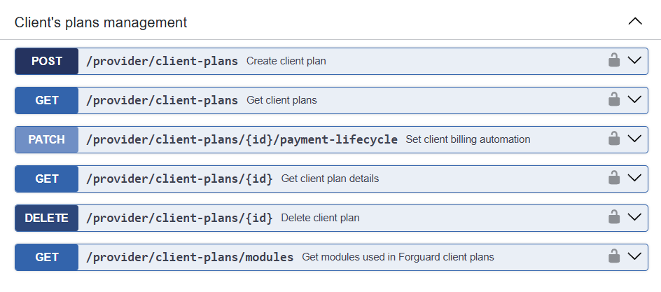 Client plan methods