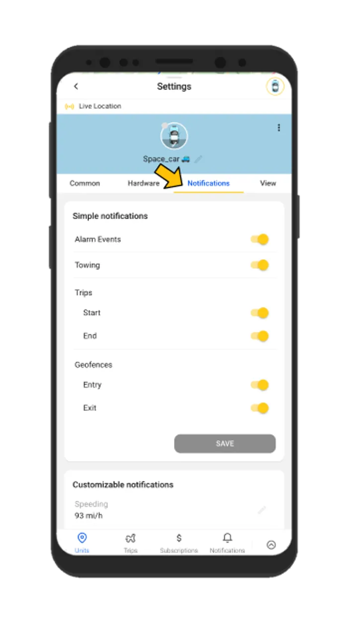 Types of notifications from gps tracker