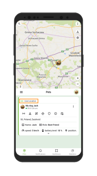 Sharing feature in GPS Tracking App