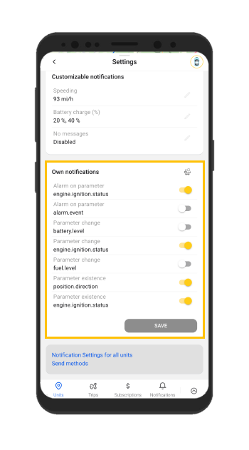 Configure notificaciones personalizables para rastrear su vehículo 