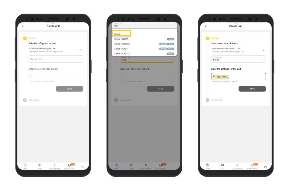 Creating Unit, Device Type