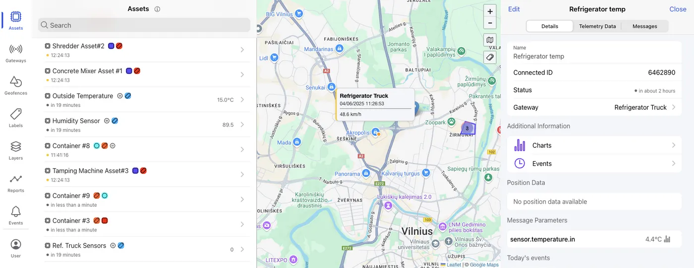 Assets in Tags app: beacons, sensors 