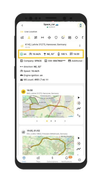 Viajes de gps tracker, rastrear el vehículo