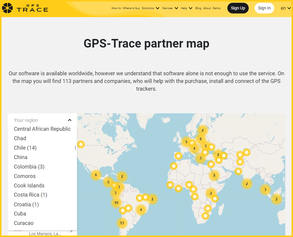 GPS tracking partner map